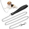Mikihat Catena per Cani, Catena del Guinzaglio del Cane, 118 cm Guinzaglio per Cani Catena, Guinzaglio per Catena in Metallo, Catena Cane per Cani di Taglia Piccola Media - Nero + Argento