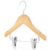 HANGERWORLD 12 Grucce per Bambini 30cm in Legno con Pinze in Metallo per Gonne e Pantaloni Neonato