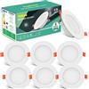 Tailcas Faretti Led da Incasso per Cartongesso 6000K, 6w 600lm IP44 Ultra Slim Faretto da Incasso Bagno, 26mm Bianca Naturale Luci Ultrasottili da Soffitto Integrati, Foro Φ 75-95mm