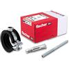 fischer Set di fascette stringitubo FGRS 32 - 37 gvz, set di 30 pezzi: 10 morsetti giunti FGRS 32 - 37,10 pezzi vite stecca ST8 x 80,10 pezzi tasselli universali UX10 x 60, art. 547059, nero