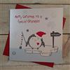 WHITE COTTON CARDS Carta di Cotone Bianco Carte x144 Natale, Inglese Scritta Buon Natale a Una Nipote Speciale ... Pinguino Motivo, Fatto a Mano, Bianco