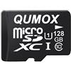 QUMOX 128GB Scheda memoria MICRO SD MEMORY CARD CLASS 10 UHS-I da 128 GB ad alta velocità Velocità di scrittura 40 MB/s Velocità di lettura fino a 80MB / S
