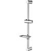 Ibergrif M20802 Barra de Ducha, 56-58cm Barra Ducha Pared con Jabonera y Soporte Ajustable para Cabezal de Ducha, Acero Inoxidable, Universal, Plata
