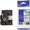 Brother TZEM961 Nastro Laminato / 36 mm/Nero/Argento Opaco | Colore Nero su Sfondo Argento Opaco. Per etichettatrici serie P-Touch