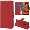 N NEWTOP NewTop Cover Compatibile per Xiaomi Mi Mix 2, HQ Lateral Custodia Libro Flip Magnetica Portafoglio Simil Pelle Stand (Rosso)