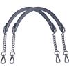 Beaulegan, Manici per borsa da donna, in pelle di microfibra, 60 cm, con catena, confezione da 2 (colore nero/canna di fucile)