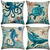 JOTOM Federa per cuscino per pianta animale e albero della vita, motivo federa per divano, casa, soggiorno, camera da letto, interno, 45 x 45 cm, set di 4 pezzi (animale marino 2)