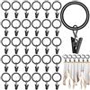 JJQHYC 40 Pezzi Anelli Tende con Clip, Metallo Ganci per Tende 25mm Diametro Interno, Anelli per Tende con Ganci, Nero