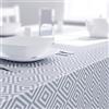 Dehaus® Tovaglia Plastificata Rettangolare in PVC Impermeabile Antimacchia con Fantasia Geometrica Grigia e Bianca, Copritavolo A Rombi Moderno (Grande 250 x 140 cm)