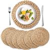 YANGQIHOME 6 Pezzi Tovagliette Rotonde in Paglia, Sottopiatti Vimini, Tovagliette Rattan Vimini per Tavolo da Pranzo (35 cm)