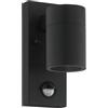 Eglo Led lampada da parete per esterni Riga 5, lampada da esterno | con rilevatore di movimento, sensore crepuscolare, acciaio galvanizzato in nero, vetro in chiaro, bianco caldo, GU10, IP44