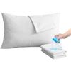 Bedecor Set 2 x Federe Copricuscini Impermeabili 48x74cm in Spugna Cotone, Traspiranti Ipoallergenici con Cerniera Laterale Bianca Copriguanciale