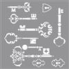 Rayher Stencil per pareti, motivo chiave vintage, stampo per pittura, shabby chic, decorazione murale, 30,5 x 30,5 cm, 1 pz.