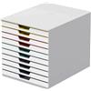 Durable Cassettiera 10 cassetti colorati varicolor - bianco ghiaccio - 2,5cm - Durable 7630-27