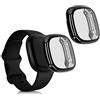 kwmobile Set 2x Custodia Smartwatch Compatibile con Fitbit Versa 3 / Sense Cover - Case Silicone Protezione Orologio Fitness nero/trasparente