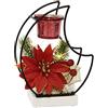 Flair Flower Portacandela Decorativo in Metallo con Inserto in Vetro, Stella di Natale, Ramo di Abete, Luce LED, Luce d'atmosfera, Decorazione da Tavolo, Decorazione 3D