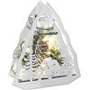 Flair Flower Oggetto decorativo in vetro con rami di abete e luce a LED, portacandela, decorazione natalizia, vetro, decorazione natalizia, decorazione decorativa, decorazione 3D, 20 x 14 x 6 cm