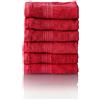 ALCLEAR Set di asciugamani in spugna assorbente, in 100% cotone ecotex, serie in 6 colori e 5 misure, colore: rosso, 6 panni per il viso 30 x 30 cm