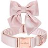 Unique style paws, Collare per cani in seta, durevole e regolabile, con fiocco, per matrimonio, per cani, taglia XL, colore rosa
