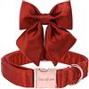 Unique style paws, Collare per cani in seta, durevole e regolabile, con fiocco, per matrimonio, per cani, taglia XL, colore mandarino