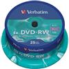 Verbatim CONFEZIONE DA 25 DVD-RW SPINDLE 4X 4.7GB SUPERF.MATT SILVER SERIGRAFATA [43639]