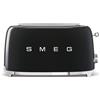Smeg, Tostapane 2x4 TSF02BLEU, 2 Scomparti da 36mm, 6 Livelli di Doratura, Funzione Riscaldamento, Scongelamento e Bagel, Espulsione Automatica del Pane, Cassetto Raccoglibriciole, 1500W, Nero
