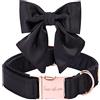 Unique style paws, Collare per cani in seta, durevole e regolabile, con fiocco, per matrimonio, per cani, taglia XS, colore nero