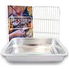 YUGN Teglia Forno Rettangolare con Griglia Rostiera Forno - Lasagnera Acciaio Inossidabile - Lavabile in Lavastoviglie - 36 x 27 x 6 CM - eBook Incluso (lingua italiana non garantita)