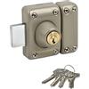 Yale Serratura per porta a doppio cilindro, apertura a chiave interna esterna, cilindro diametro 23 mm, lunghezza 45 mm, 5 perni - YV25DE-40 - protezione antistrappo - 4 chiavi, beige