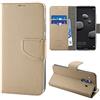 N NEWTOP Cover Compatibile per Huawei Mate 10 PRO, HQ Lateral Custodia Libro Flip Chiusura Magnetica Portafoglio Simil Pelle Stand (Oro)