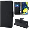 N NEWTOP Cover Compatibile per Samsung Galaxy A80, HQ Lateral Custodia Libro Flip Chiusura Magnetica Portafoglio Simil Pelle Stand (Nera)
