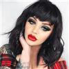 colorful panda ColorfulPanda Donna Parrucche nero con Frangia Moda Parrucche Caschetto Corte Onde di Media Lunghezza Brevi Ricci Parrucca Anime Cosplay Wigs Ragazze Capelli