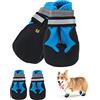 Jodsen Stivali per cani,4 Pezzi scarpe per cani impermeabili con cinturini riflettenti Suola antiscivolo Protezioni per zampe da esterno Scarpe per cani di taglia piccola e media Autunno Inverno, Blu (M)