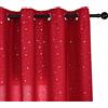GIRASOLE HOME® Coppia Tende Rosse Semi Oscuranti Fantasia Stelline Argentate Tenda per Soggiorno Camera Cameretta Cucina e Interni 2 Pannelli con Occhielli (Rosso, 140x290cm)