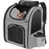 Pecute Zaino per cani Gatti Trasportino, Zaino portatile traspirante con Tasche Frontali con Apertura in Rete, Spazio Arioso Ideale per Trasportare Cuccioli di Cani, Grigio