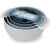 Joseph Joseph Nest 9 Plus, set compatto per la preparazione degli alimenti da 9 pezzi con ciotole per mescolare, misurini, setaccio e colino, blu
