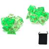 DollaTek Dadi poliedrici Trasparenti Set Giochi da Tavolo Dadi 2 Set Dadi 2 x 7 (14 Pezzi) Serie Die D20 D12 D10 D8 D6 D4 Dadi DND DND Rpg MTG Doppi Colori One Piece (Verde)