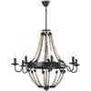 ONLI Lampadario 8 luci in Metallo Nero con Catene. Stile Antico, Industrial