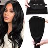 SEGO Extension Capelli Veri Clip Fascia Unica Folta 55cm 100g 100% Remy Human Hair Extensions Singole Larga 22cm #1 Jet Nero