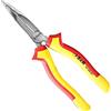 S&R Pinza a becco lungo curvo tondo da 200 mm. Pinza da Elettricsta isolata VDE fino a 1000V in acciaio C70, temprata a caldo e a induzione, durezza HRC 66