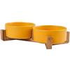 SP SEMPRE + doppie ciotole in ceramica per gatti e cani di piccola taglia da 12.8cm l'una in bambù, 2x400ml rialzate e sollevate da terra con base antiscivolo (DOPPIE 12.8 CM, GIALLO)
