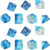 DollaTek Dadi Poliedrici Trasparenti Set Giochi da Tavolo - 2 Set Dadi (14 Pezzi) Serie di Dadi D20 D12 D10 D8 D6 D4 DND Rpg MTG Doppi Colori One Piece (Blu)