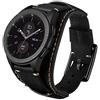Leotop Compatibile con Samsung Galaxy Watch 46mm/Gear S3 Frontier/Galaxy watch 3 45mm /Classic Cinturino, 22mm Cinturini in Vera Pelle Bracciale Ricambio Fibbia in Acciaio Inossidabile(22 mm, Nero)