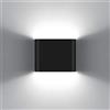 KAWELL 6W Moderno Applique da Parete LED Lampada da Parete Alluminio Lampada da Muro Impermeabile IP65 Interno Esterno per Camera da Letto Bagno Soggiorno Scale Portico Corridoio, Nero 6000K