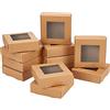 NBEADS 24 Confezioni Regalo, Scatole Di Carta Piegate di Natale Scatole Per Gioielli Per Biscotti Dolcetti Kraft Con Finestra 6x6 cm Per Dolcetti Di Festa Imballaggi Da Forno, 10x10x3cm