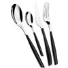 BUGATTI, Glamour, Set Posate 24 Pezzi in Acciaio Inox 18/10 e Manico Colore Nero Piano. Set Posate 6 Persone Composto da 6 cucchiai, 6 forchette, 6 coltelli e 6 cucchiaini caffè