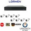 LORWEN KIT VIDEOSORVEGLIANZA NVR 8 POE + 8 TELECAMERE BULLET 1080P 3MP 1000 GB PNP 16CH