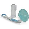 AncientImpex Detergente per lingua, con spazzolino da dito per neonati (colore blu) | Raschietto per lingua morbida per neonati | delicata cura orale per neonati