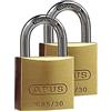 ABUS Lucchetto in ottone 65/30, set da 2, con chiave uguale - corpo in ottone massiccio - arco in acciaio temprato - ABUS Security Level 4
