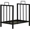 Outsunny Portalegna da Interno ed Esterno in Metallo con 2 Manici e Base Rialzata per 50kg di Legna, 42x32.5x46cm, Nero|Aosom